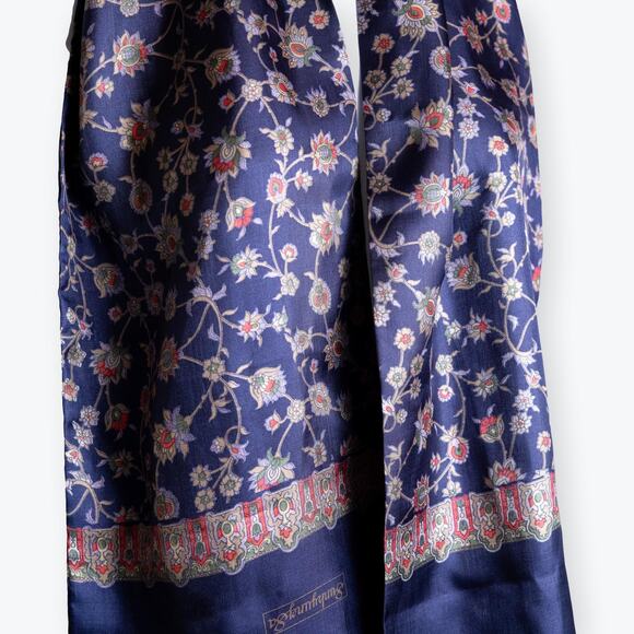 Sunkyung Sa Blue Vintage Satin Rectangle Womens Scarf - Picture 7 of 8